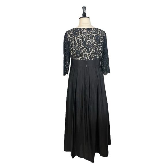 Eliza J Dress V-neck Black Lace Taffeta Floor Length Gown Women’s Plus Size 14W - Picture 4 of 12
